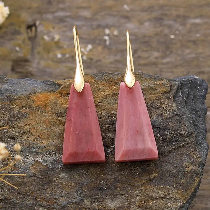 Bohemian geometric pendant earrings popular natural stone jewelry - FluxDigital