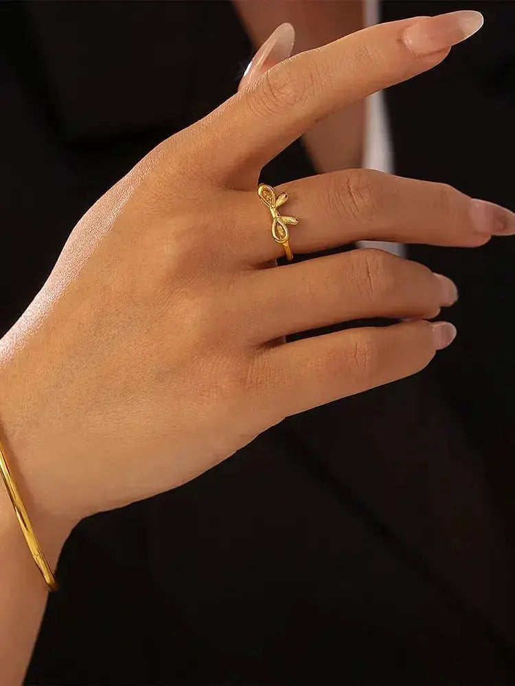 Bow ring stainless steel ins style jewelry - FluxDigital