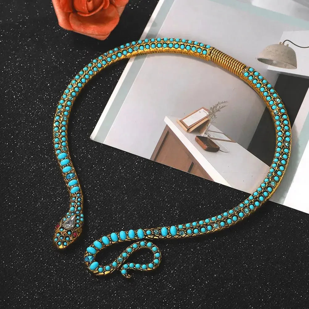 Exaggerated personality snake shaped collar European and American luxury jewelry for women - FluxDigital