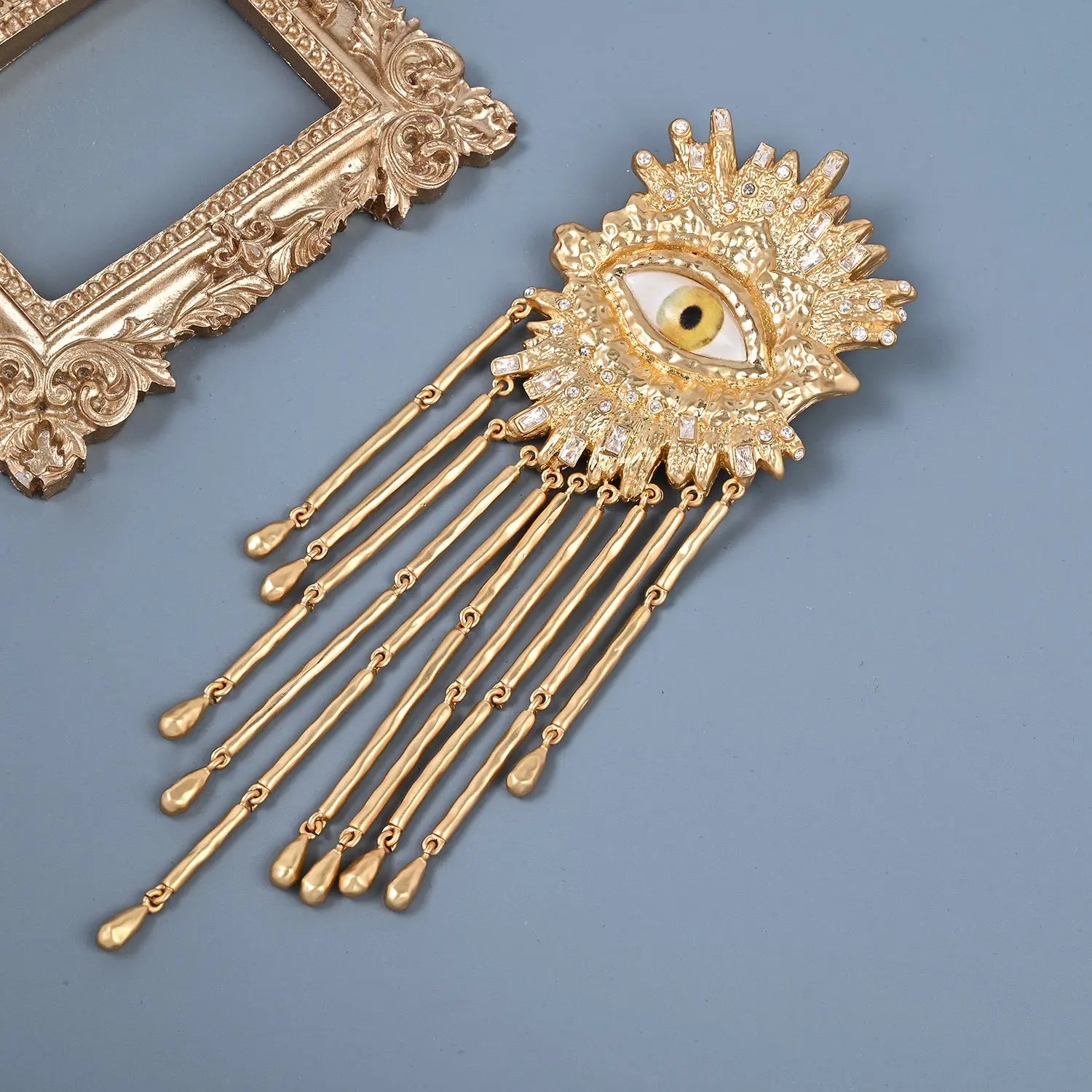 Large Stud Earring Heavry Metal Tassels for Women Brass Jewelry - FluxDigital