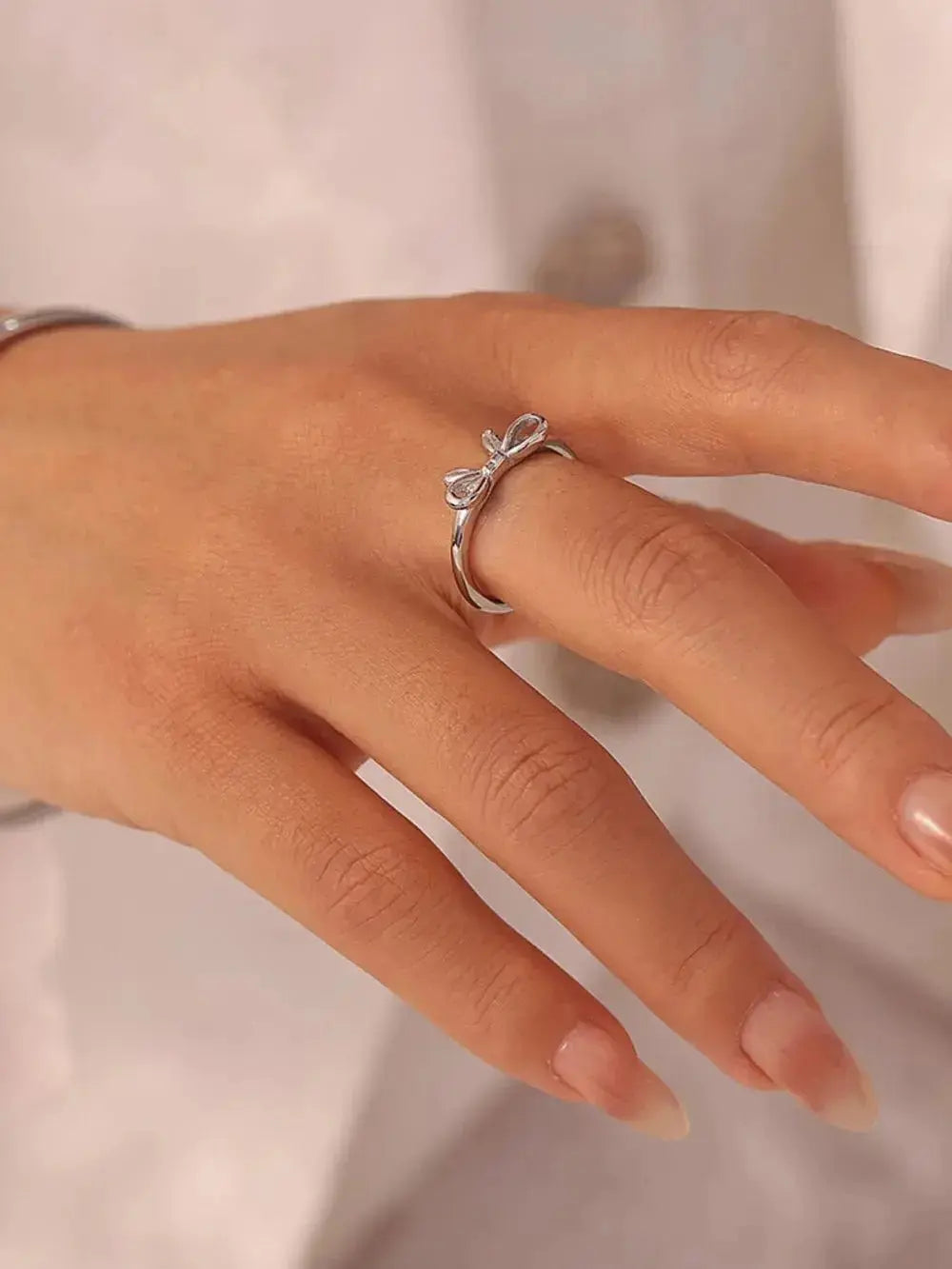Bow ring stainless steel ins style jewelry - FluxDigital