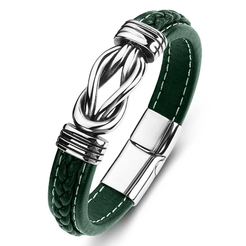 Jewelry Titanium Steel Punk Men's Leather Bracelet - FluxDigital