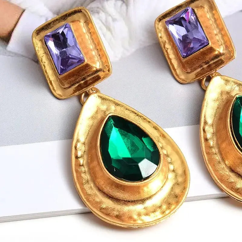 Fashion Earrings Metal Heart Shaped Diamond Jewelry - FluxDigital