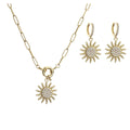 Micro Inlaid Zircon Sun Necklace Earring Set Jewelry Sunflower - FluxDigital