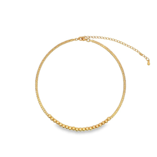 Beaded Neck Choker With Round CZ Stones (H53) - FluxDigital