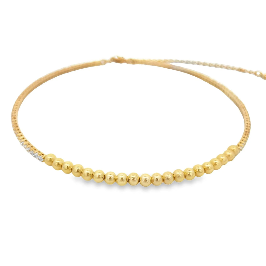 Beaded Neck Choker With Round CZ Stones (H53) - FluxDigital