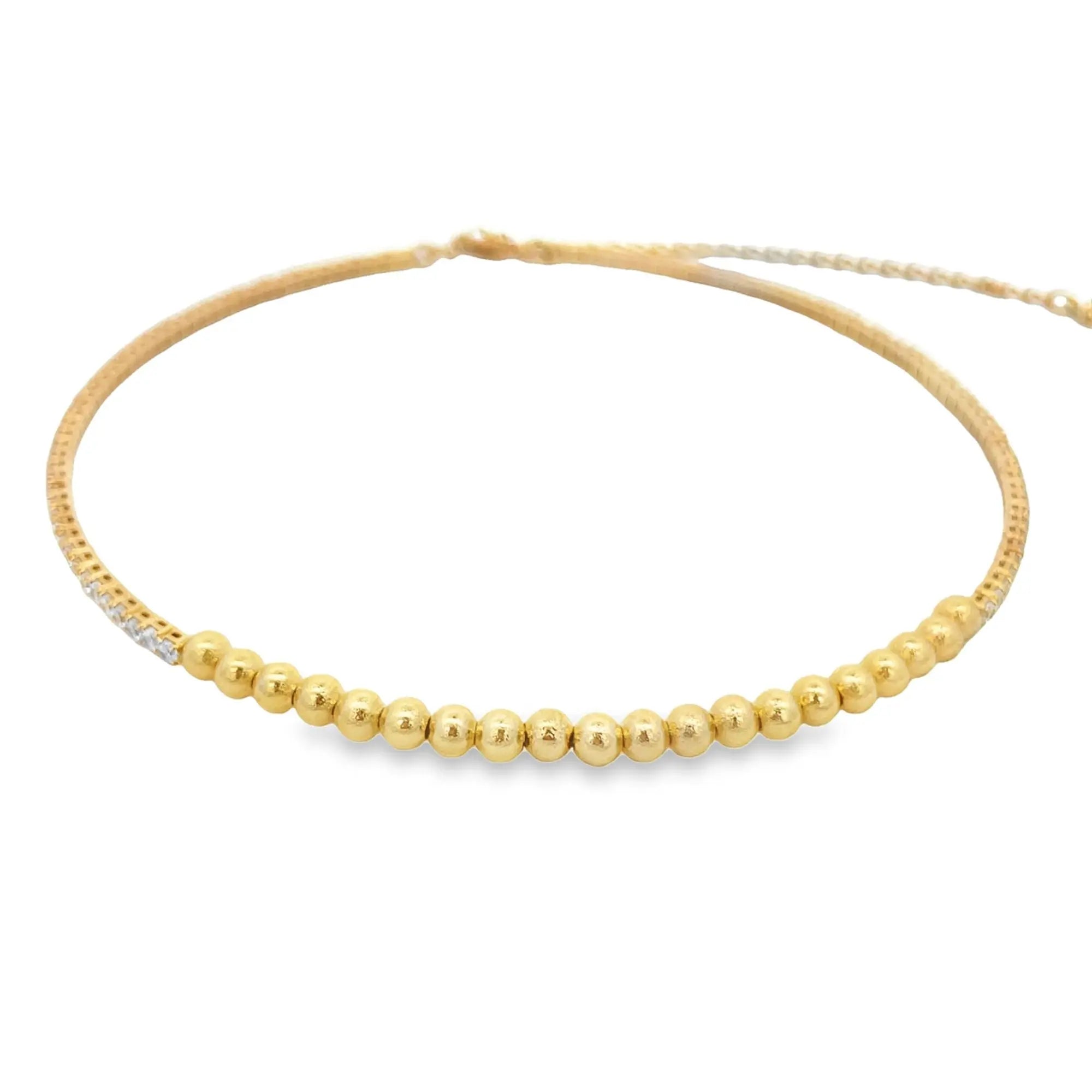 Beaded Neck Choker With Round CZ Stones (H53) - FluxDigital