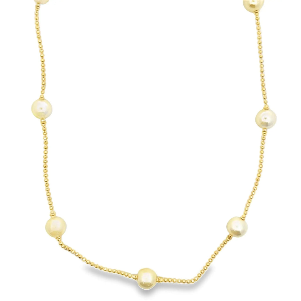 Ball Chain With 8mm Synthetic Pearls Necklace (F250) - FluxDigital