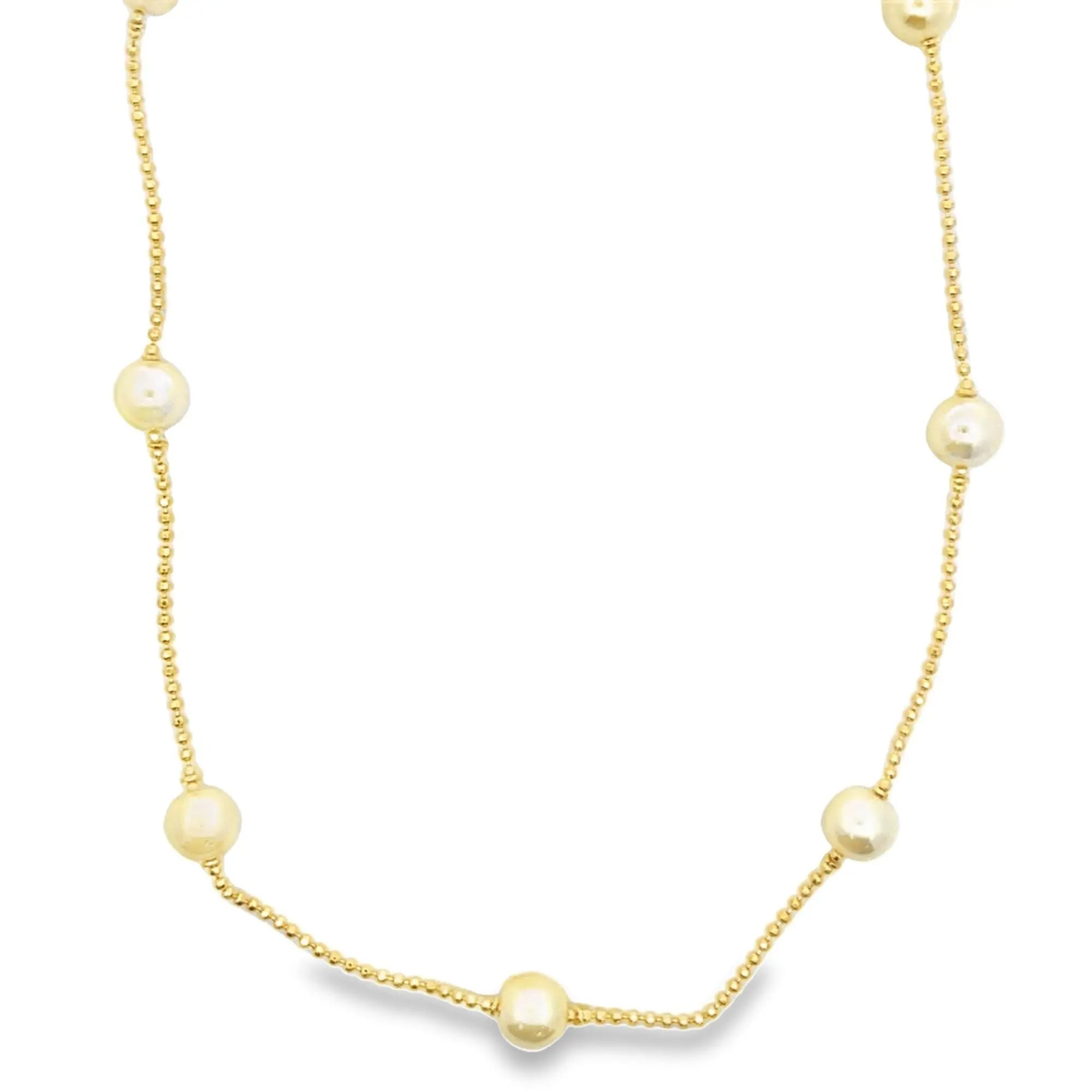 Ball Chain With 8mm Synthetic Pearls Necklace (F250) - FluxDigital