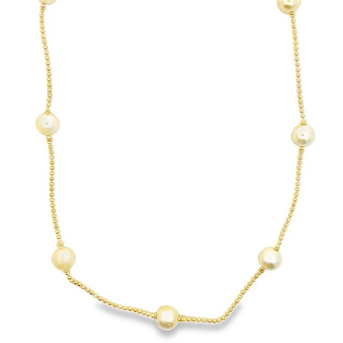 Ball Chain With 8mm Synthetic Pearls Necklace (F250) - FluxDigital