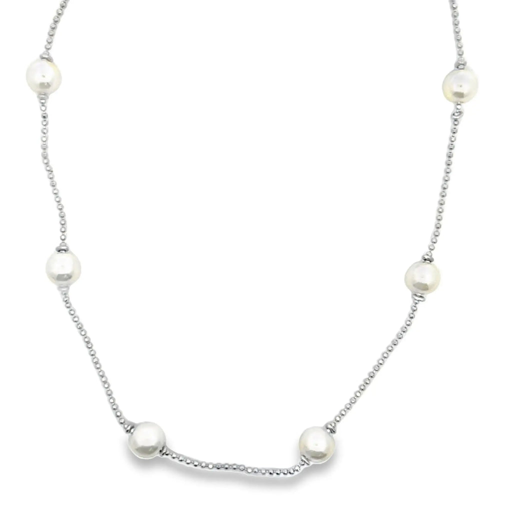 Ball Chain With 8mm Synthetic Pearls Necklace (F250) - FluxDigital