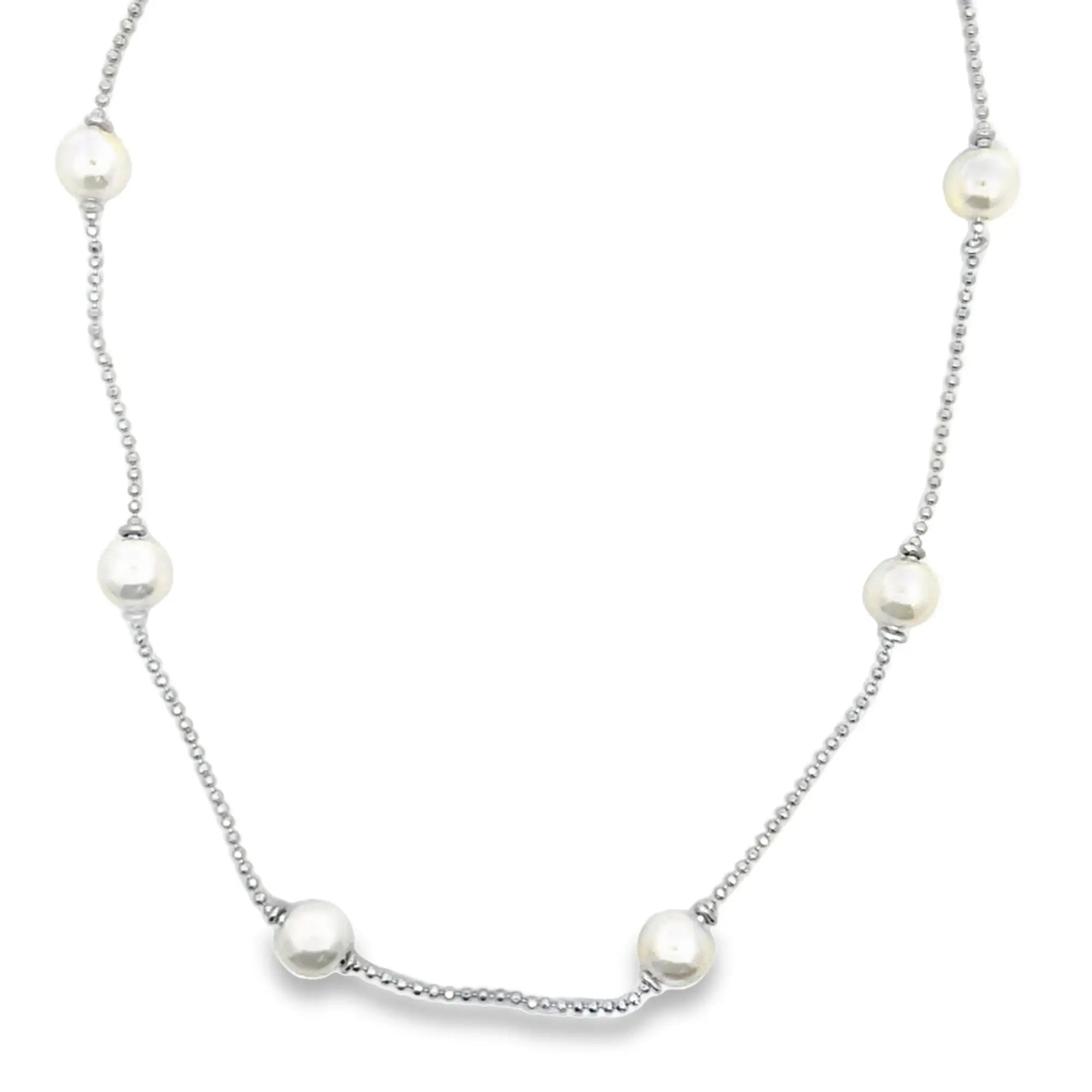 Ball Chain With 8mm Synthetic Pearls Necklace (F250) - FluxDigital
