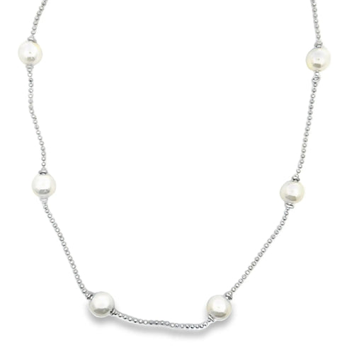 Ball Chain With 8mm Synthetic Pearls Necklace (F250) - FluxDigital