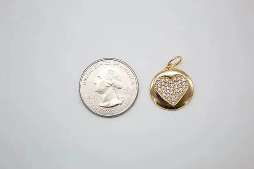 18K Gold Filled Heart Pendant Love Charm With CZ Stones - FluxDigital